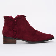 Django and Juliette Perly Berry Suede Ankle Boot side. Size 45 women's boots