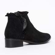 Django and Juliette Perly Black Suede Ankle Boot back. Size 45 women's boots