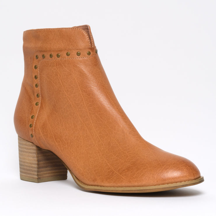 Django and Juliette Slipt Dark Tan Ankle Boot front. Womens size 43 boots