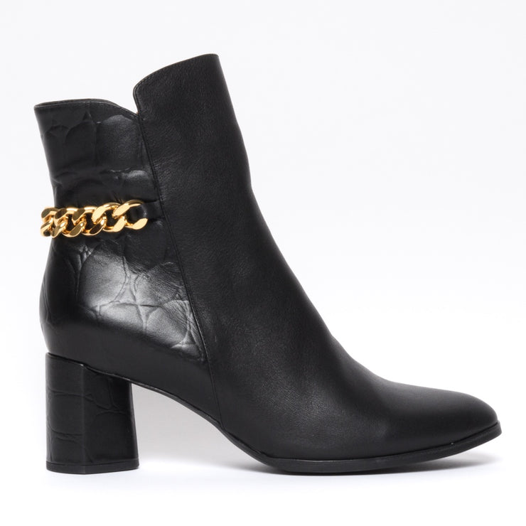 Bresley Pansy Black Croc Print Ankle Boots side. Size 42 women's boots