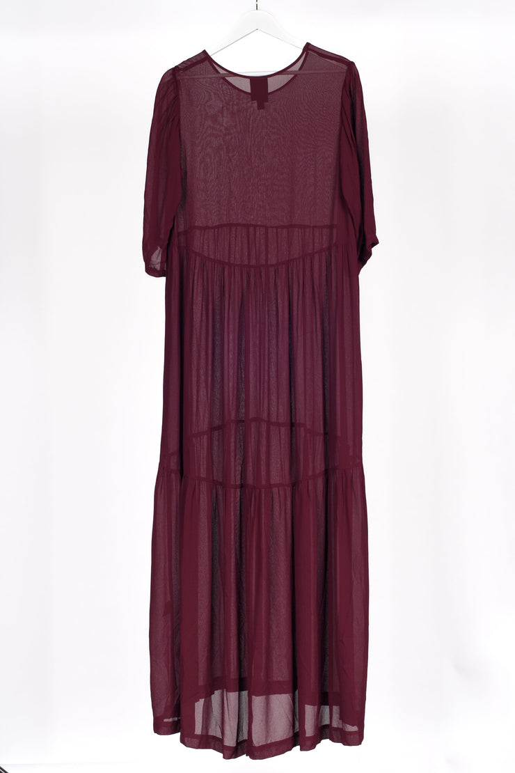 Style X Lab Joy Dress Plum back hanger  view. For Tall Women.