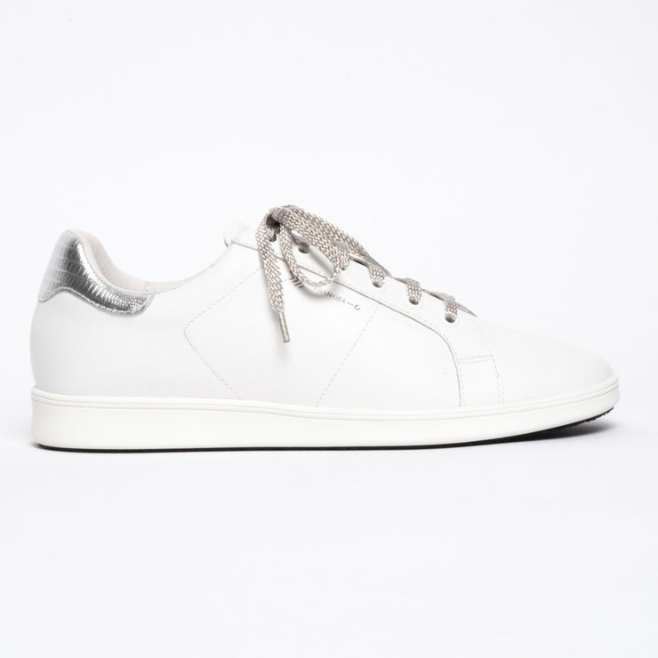 Frankie4 Jackie III White Silver Lizard Print sneakers side view. Womens size 13 sneakers
