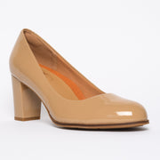 The Tall Pump Nude Patent front. Size 11 women's shoes