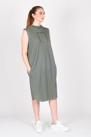 Tall model in Out of Box Dress Sage for tall women