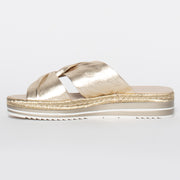 Django and Juliette Acton Pale Gold sandal inside. Size 45 womens shoes