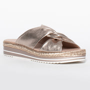 Django and Juliette Acton Platino Sandal front. Size 43 womens shoes