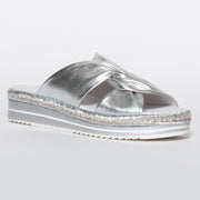 Django and Juliette Acton Silver Sandal front. Size 43 womens shoes