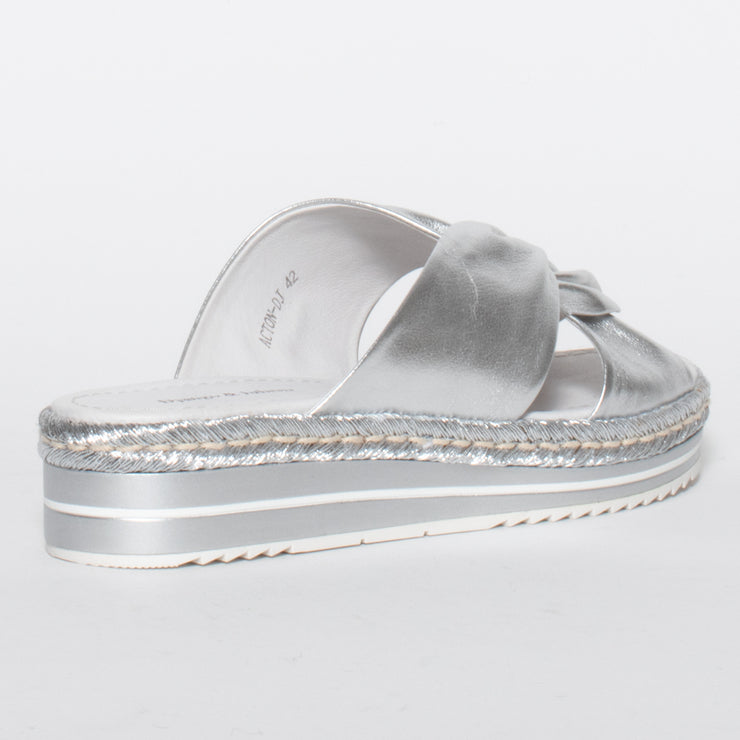 Django and Juliette Acton Silver Sandal back. Size 44 womens shoes