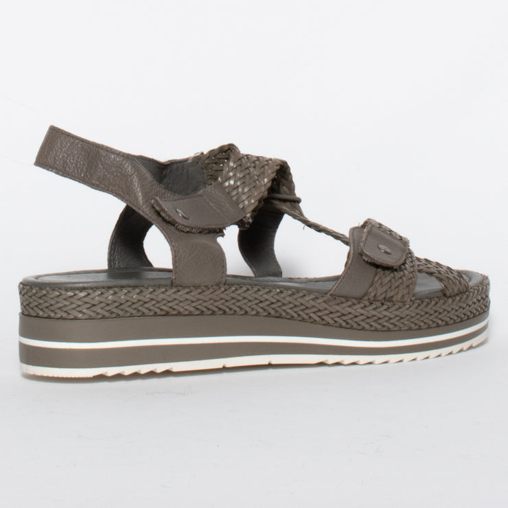 Django and Juliette Adelyna Dk Khaki Sandal front. Size 44 womens shoes