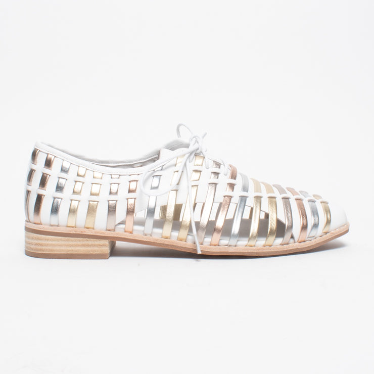 DJ Akiko White Metallic Multi Shoe side. Size 42 womens shoes