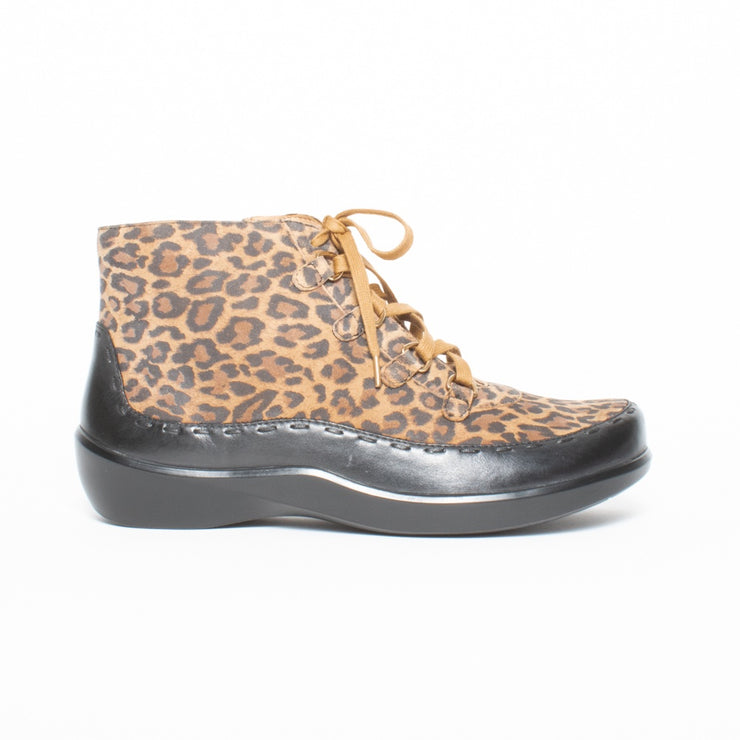 Ziera Alexia Black Tan Leopard Print Ankle Boot side. Size 42 womens shoes