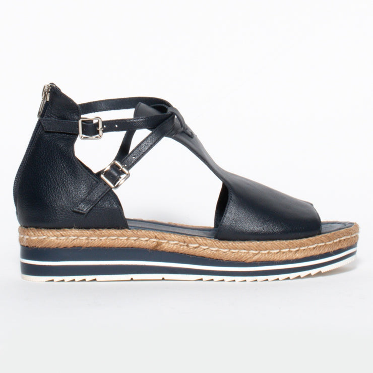Django and Juliette Alexys Navy Sandal side. Size 42 womens shoes