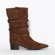 Brenda Zaro Alina Chestnut Suede Ankle Boot side. Size 42 women’s boots