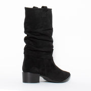 Brenda Zaro Alina Black Suede Ankle Boot back. Size 44 women’s boots