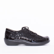 Ziera Allsorts Black Sparkle Sneaker side. Size 42 womens shoes