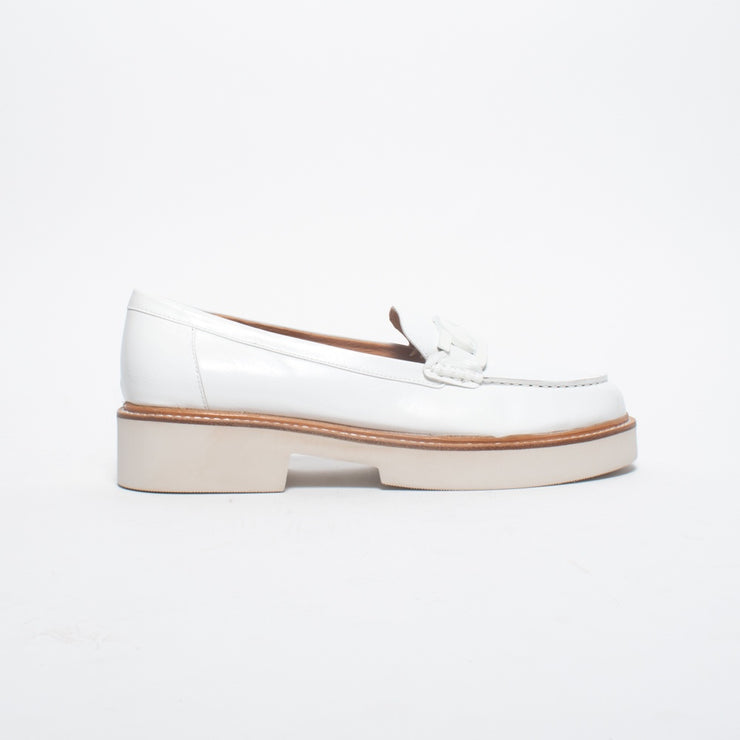 Bresley Alton S White Patent Loafer side. Size 42 womens shoes