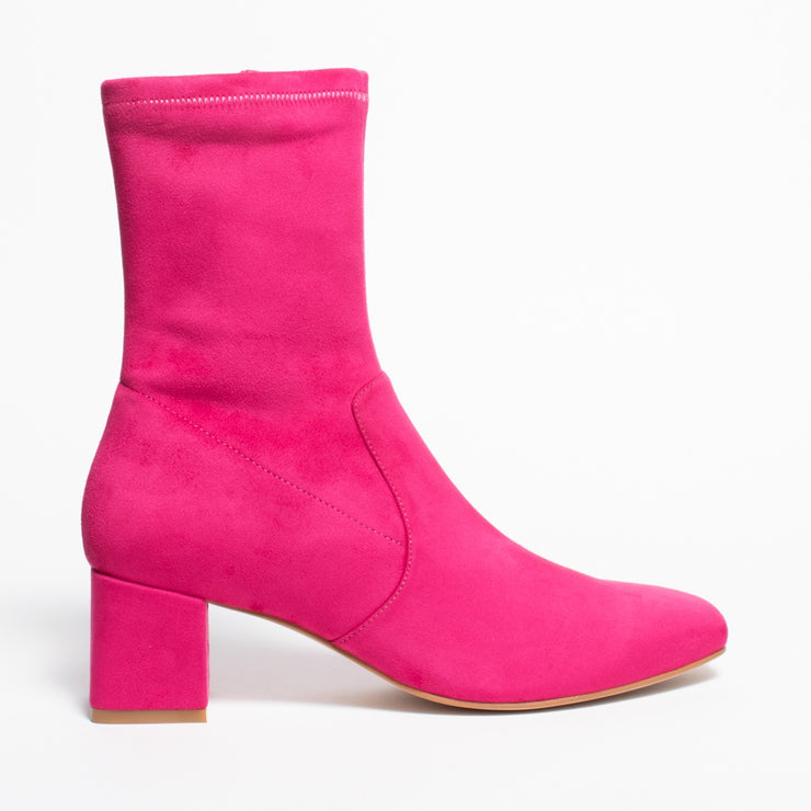Bresley Andi Hot Pink Stretch Ankle Boot side. Size 42 womens shoes