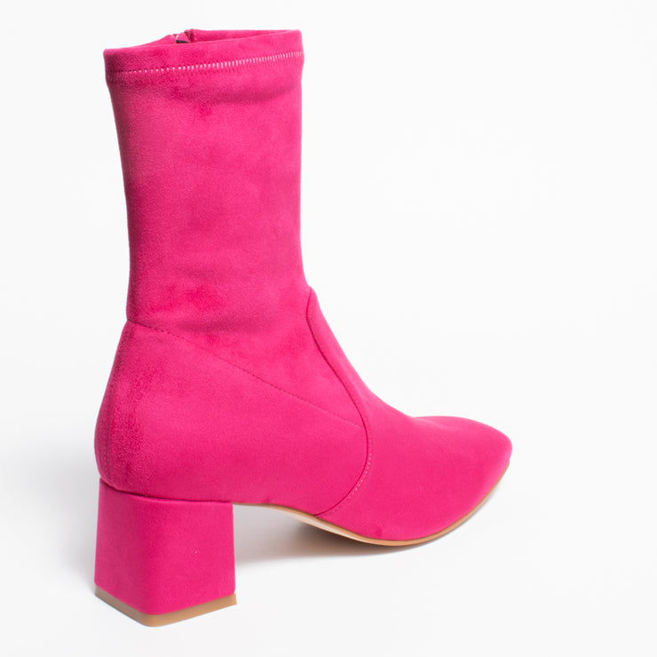 Bresley Andi Hot Pink Stretch Ankle Boot back. Size 44 womens shoes