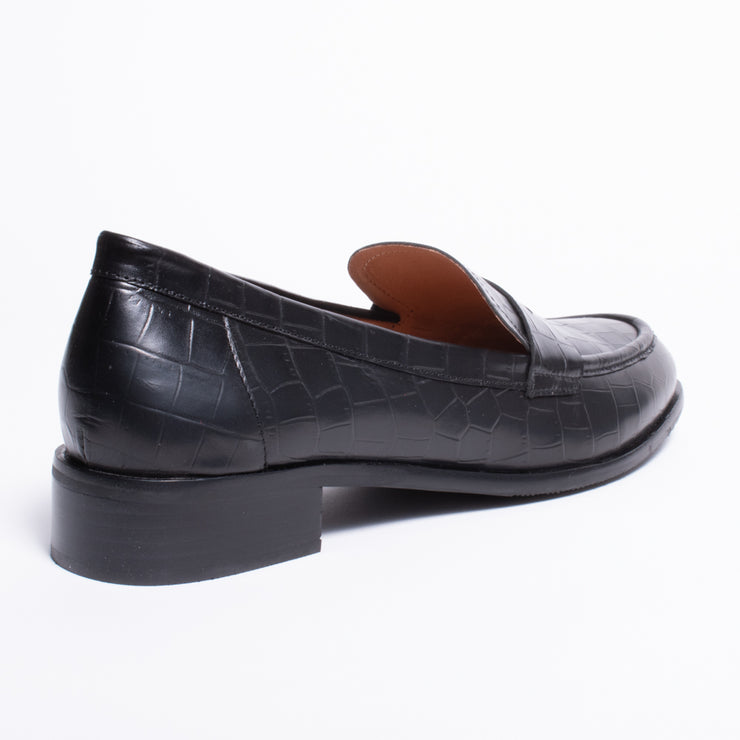 Bresley Angie Black Croc Print Loafer Shoe back. Size 44 womens shoes