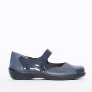Ziera Ariel Navy Patent Shoe side. Size 42 womens shoes