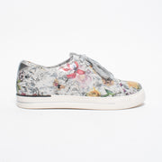 Ziera Ashleen White Fields Silver Sneaker side. Size 42 womens shoes