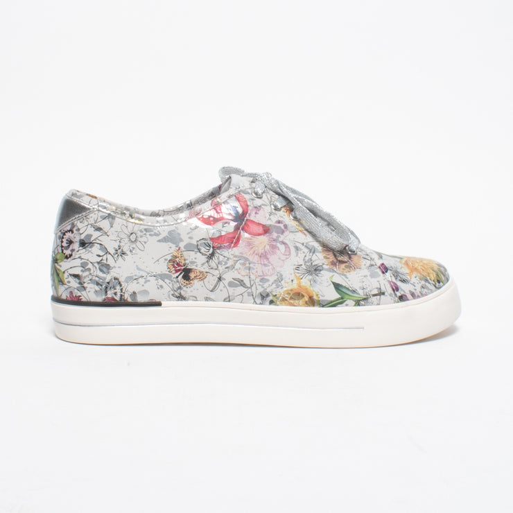 Ziera Ashleen White Fields Silver Sneaker side. Size 42 womens shoes