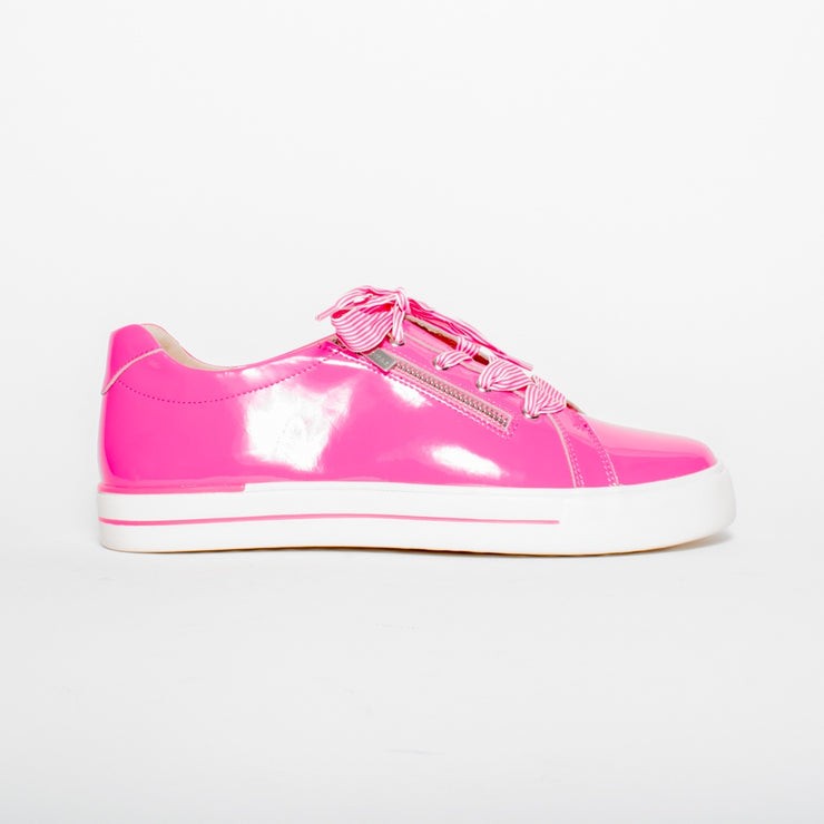 Ziera Audrey Hot Pink Patent Sneakers side. Size 42 womens shoes