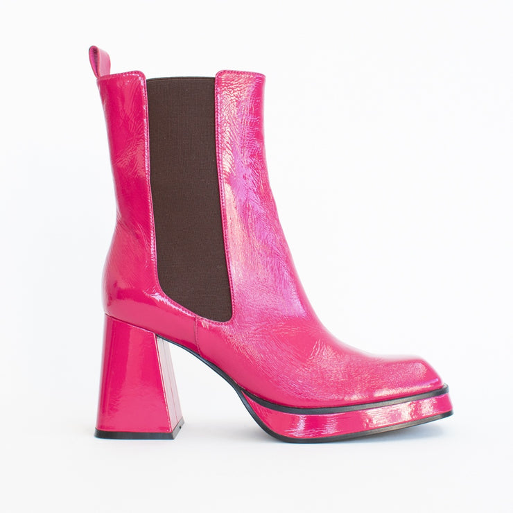 Tamara London Bailee Hot Pink Patent Boots side. Size 42 womens shoes