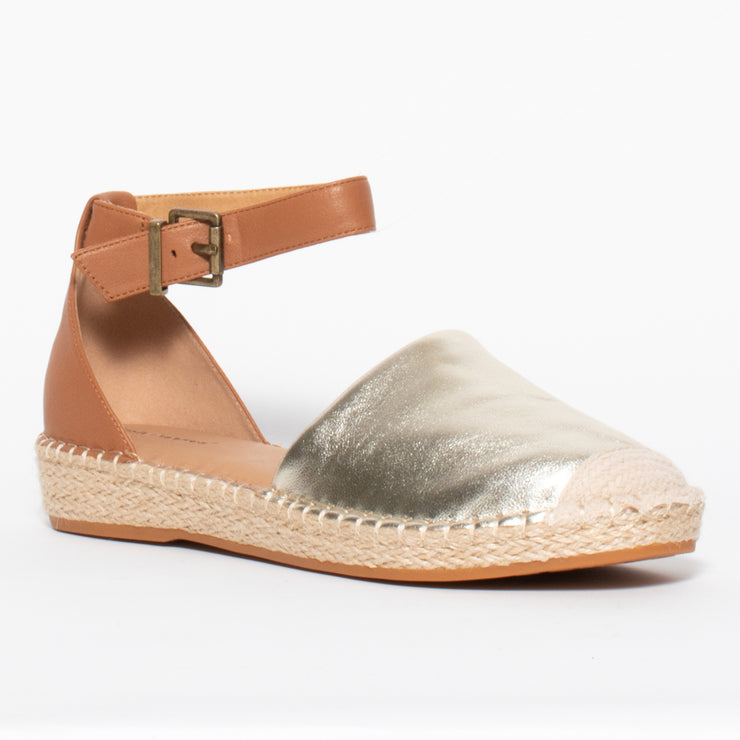 Hush Puppies Baleal Tan Champagne front.  Women's size 11 low heel espadrille