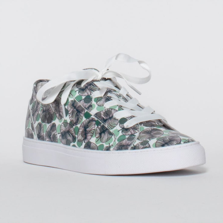 Minx Bandit Emerald Stencil Flower front.  Size 44 women's sneakers