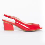 Katie N Me Barb Red Patent Shoe side. Size 42 womens shoes