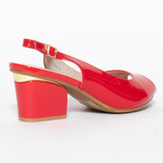 Katie N Me Barb Red Patent Shoe back. Size 43 womens shoes