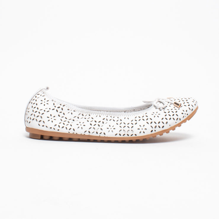 Django and Juliette Beja White Ballet Flat side. Size 42 womens shoes