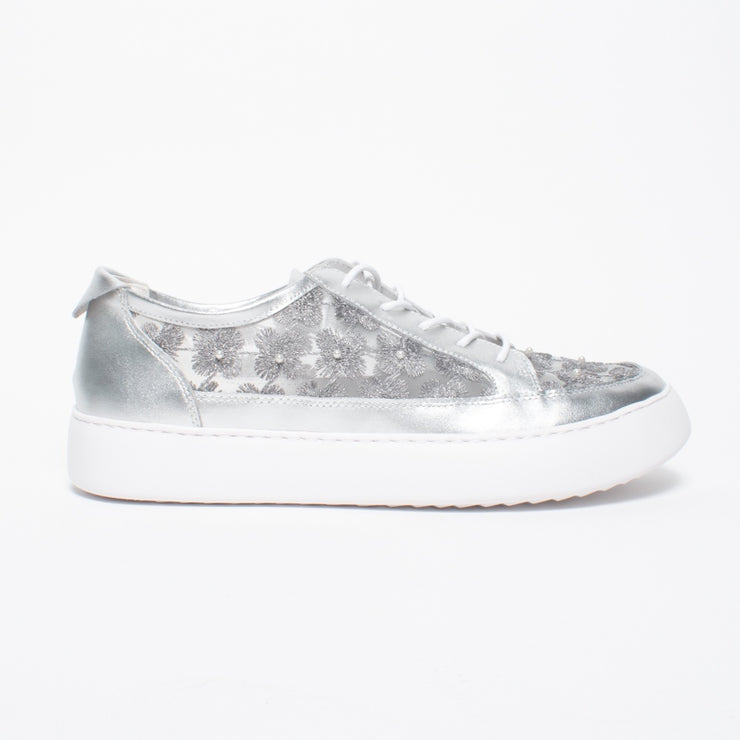 Gelato Boss Soft Silver Pearl Sneaker side. Size 42 womens shoes