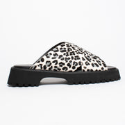 Minx Brooke Leopard Pony Print Sandal side. Size 43 womens shoes