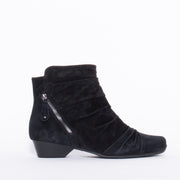 Ziera Camryn Black Suede Ankle Boot side. Size 42 womens shoes