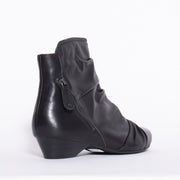 Ziera Camryn Black Leather Ankle Boot back. Size 44 womens shoes