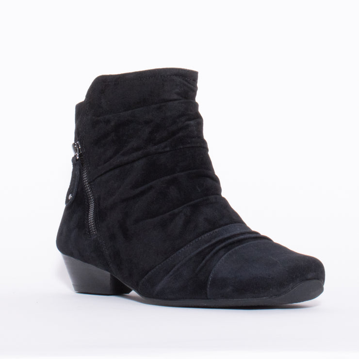Ziera Camryn Black Suede Ankle Boot front. Size 43 womens shoes