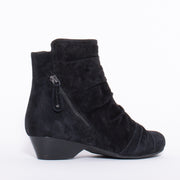 Ziera Camryn Black Suede Ankle Boot back. Size 44 womens shoes