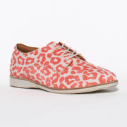 Rollie Derby Pink Leopard Print Shoes front. Size 42 women's lace up