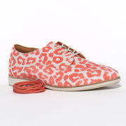Rollie Derby Pink Leopard Print Shoes showing extra laces. Size 42 women's flat shoes