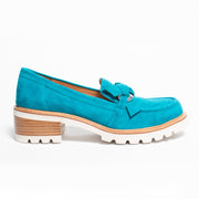 Bresley Dobbie Turquoise Suede Loafer Shoe side. Size 42 womens shoes