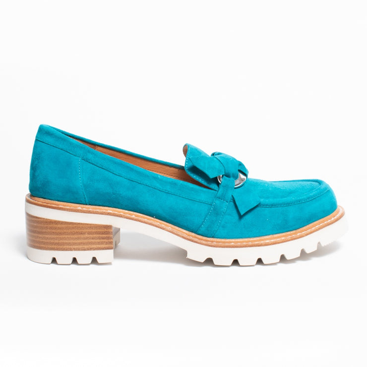 Bresley Dobbie Turquoise Suede Loafer Shoe side. Size 42 womens shoes