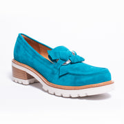 Bresley Dobbie Turquoise Suede Loafer Shoe front. Size 43 womens shoes
