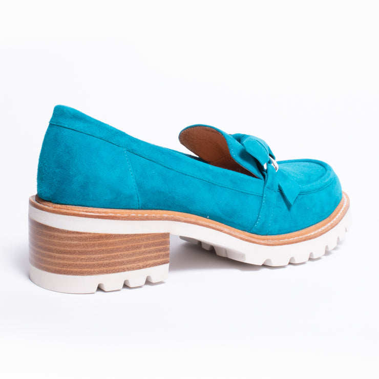 Bresley Dobbie Turquoise Suede Loafer Shoe back. Size 44 womens shoes