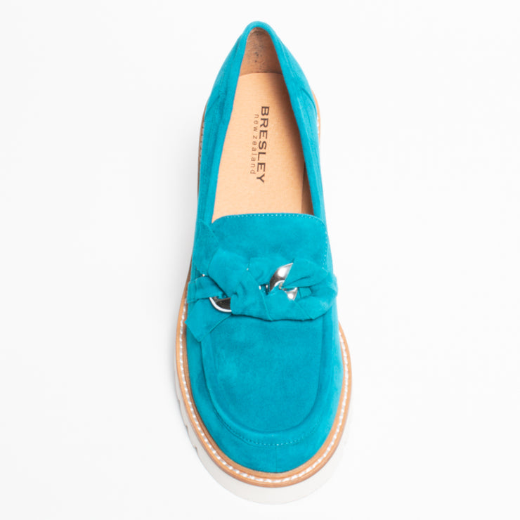 Bresley Dobbie Turquoise Suede Loafer Shoe top. Size 46 womens shoes