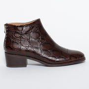 Bresley Drake Choc Croc Print Ankle Boot side. Size 45 women’s shoes