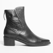 Bresley Dulcie Black Croc Print Ankle Boot side. Size 42 womens shoes
