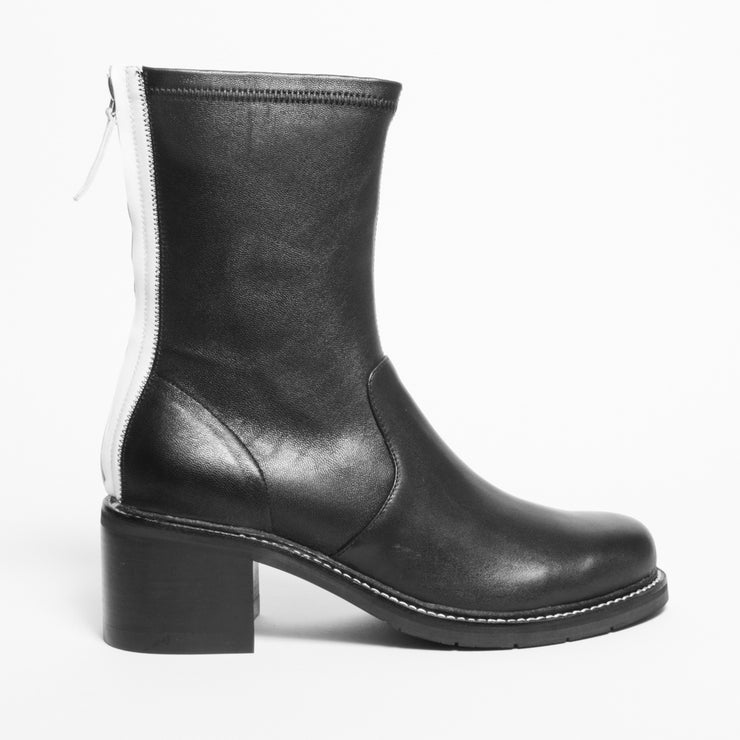 Bresley Dumont Black White Ankle Boot side. Size 42 womens shoes