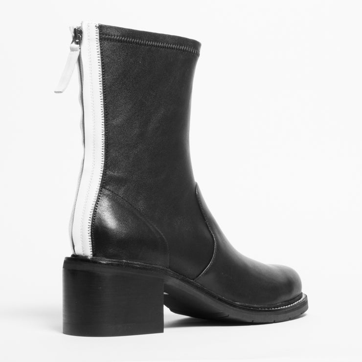 Bresley Dumont Black White Ankle Boot back. Size 44 womens shoes
